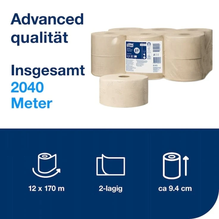 Tork Mini Jumbo Toilettenpapier Advanced T2 2-lagig, natur