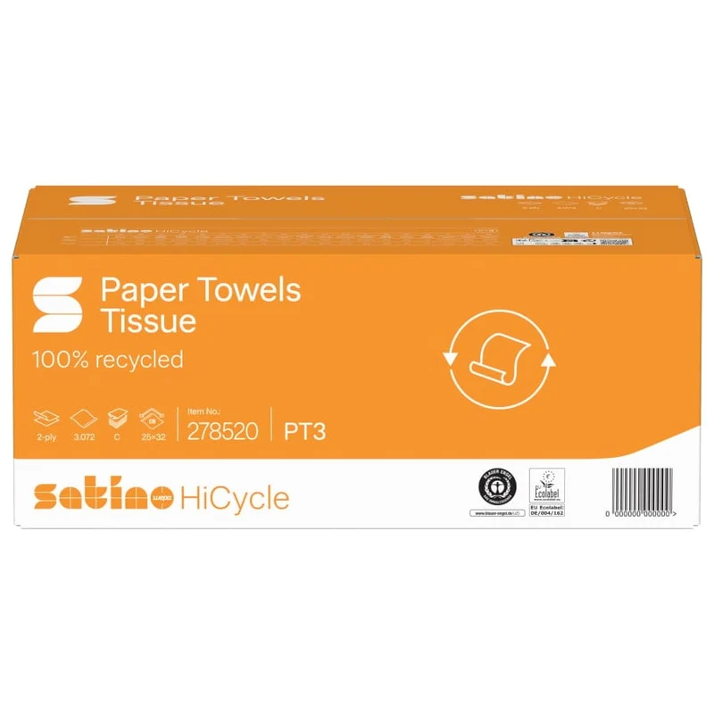 Satino HiCycle Handtuchpapier, 2-lagig, hochweiß, C-Falz, PT3