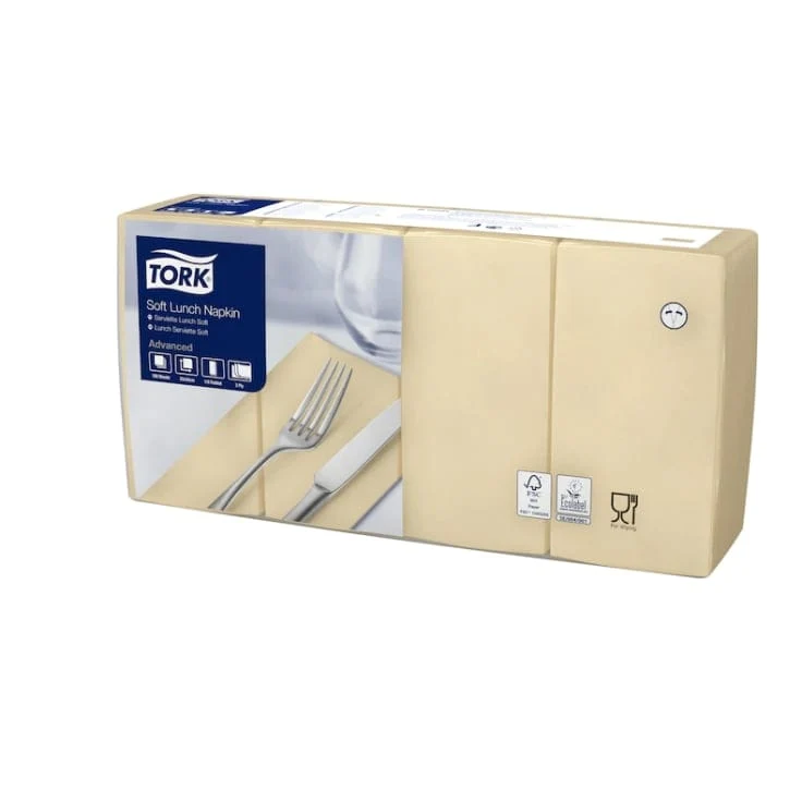 Tork Soft Lunchserviette Advanced 3-lagig, 1/8-Falz, sand