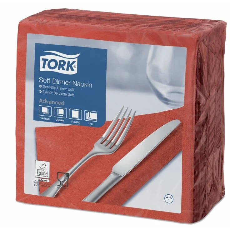 Tork Soft Dinnerserviette Advanced 3-lagig, 1/4-Falz, terracotta