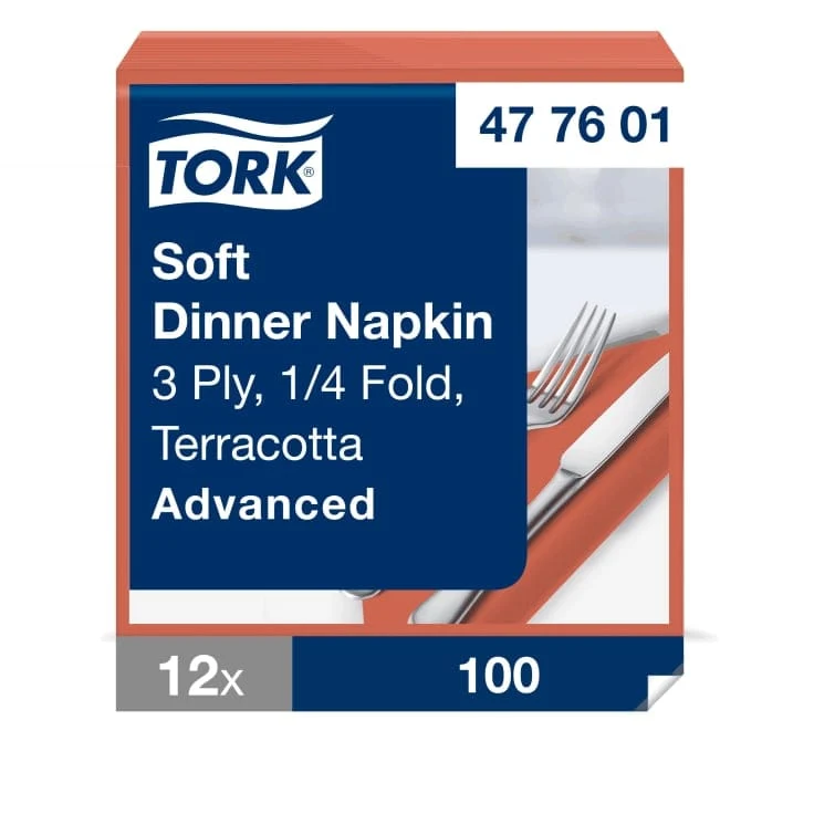 Tork Soft Dinnerserviette Advanced 3-lagig, 1/4-Falz, terracotta