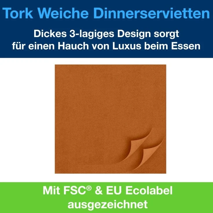 Tork Soft Dinnerserviette Advanced 3-lagig, 1/4-Falz, terracotta