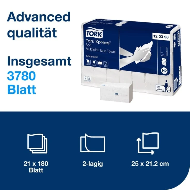 Tork Xpress weiches Multifold-Handtuch Advanced H2 2-lagig
