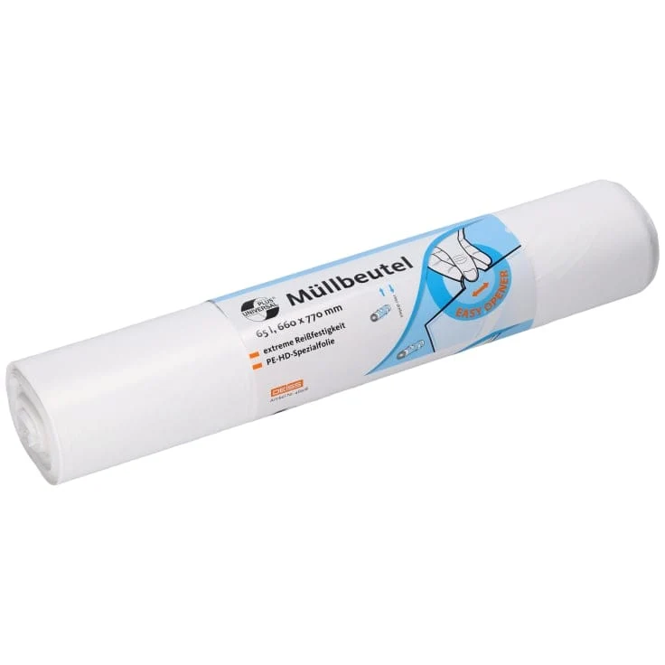 DEISS UNIVERSAL HDPE Müllbeute 65 Liter, weiss