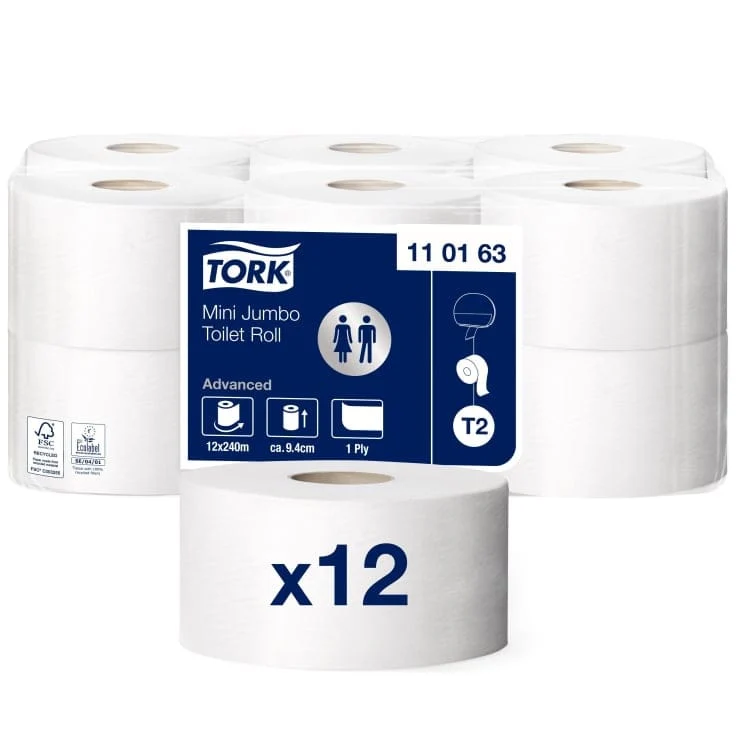 Tork Mini Jumbo Toilettenpapier T2 1-lagig, weiß