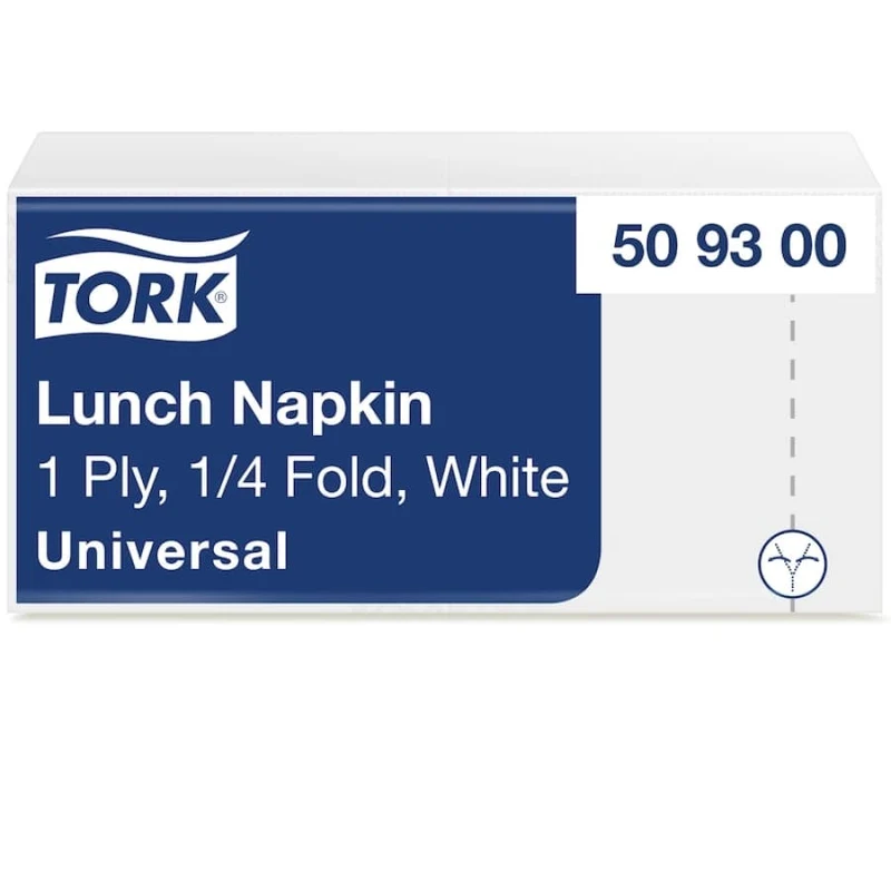 Tork Lunchserviette weiß 1-lagig, 32,5 x 32,5 cm, 1/4-Falz