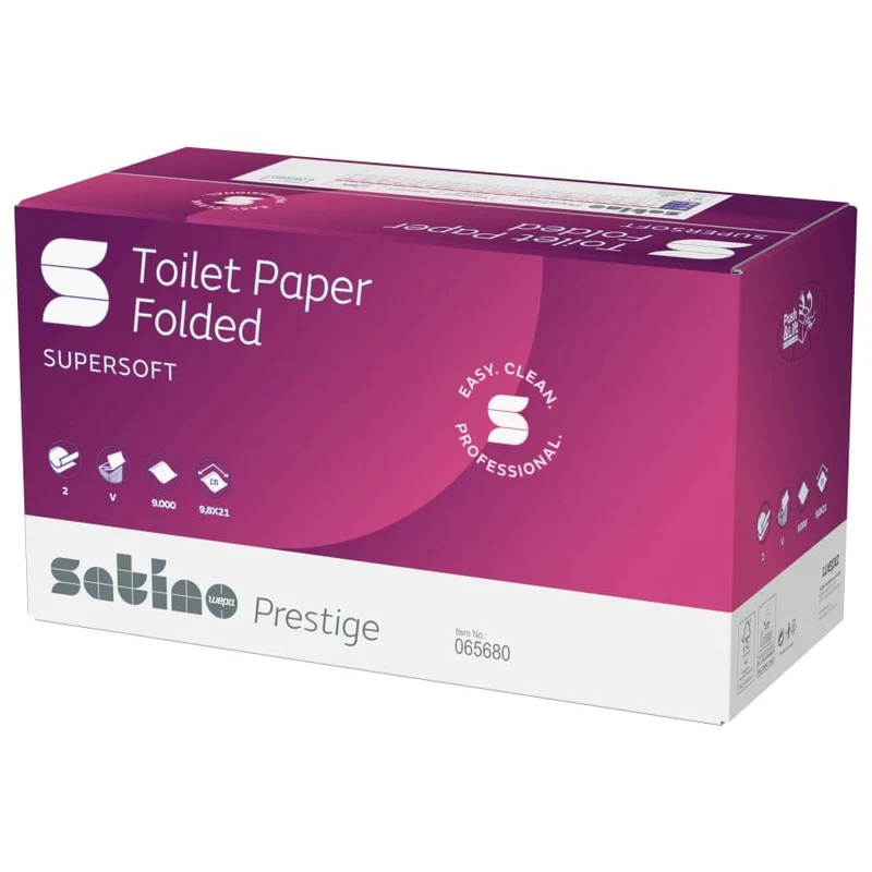 Satino HiLine Toilettenpapier, 2-lagig, hochweiß, V-Falz, BT1