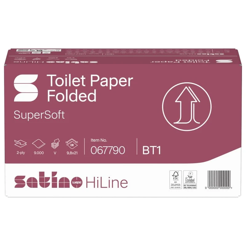 Satino HiLine Toilettenpapier, 2-lagig, hochweiß, V-Falz, BT1