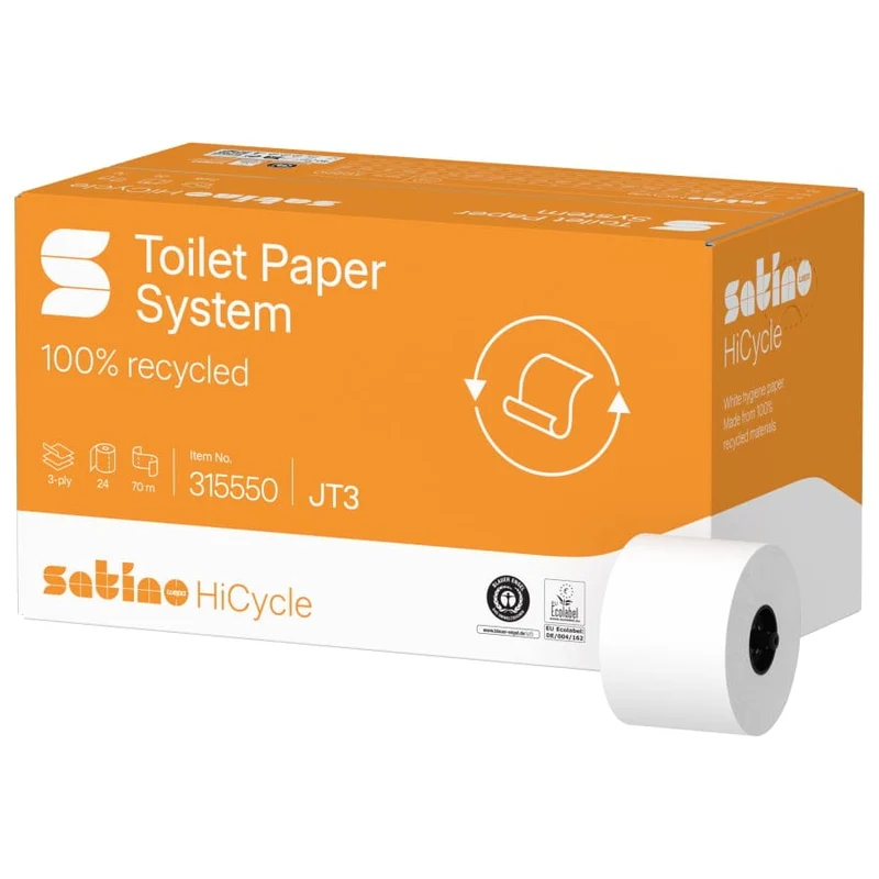 Satino HiCycle Toilettenpapier Großrolle, 3-lagig, hochweiß, JT3