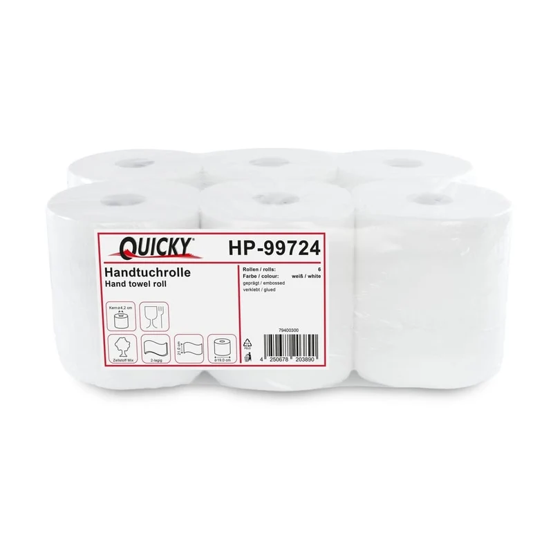 Quicky Handtuchrolle, 2-lagig, 21 cm, Ø 19 cm, 130 m, weiß