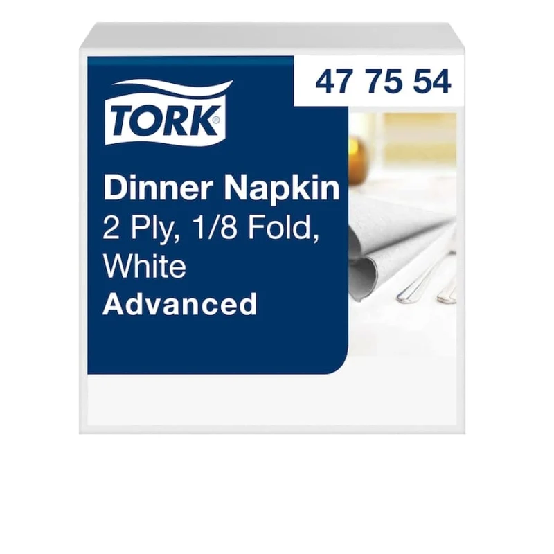 Tork Dinnerserviette weiß 2-lagig, 39 x 39 cm, 1/8-Falz