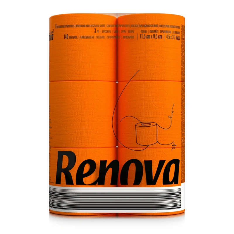 Orangenes Toilettenpapier 6er Pack
