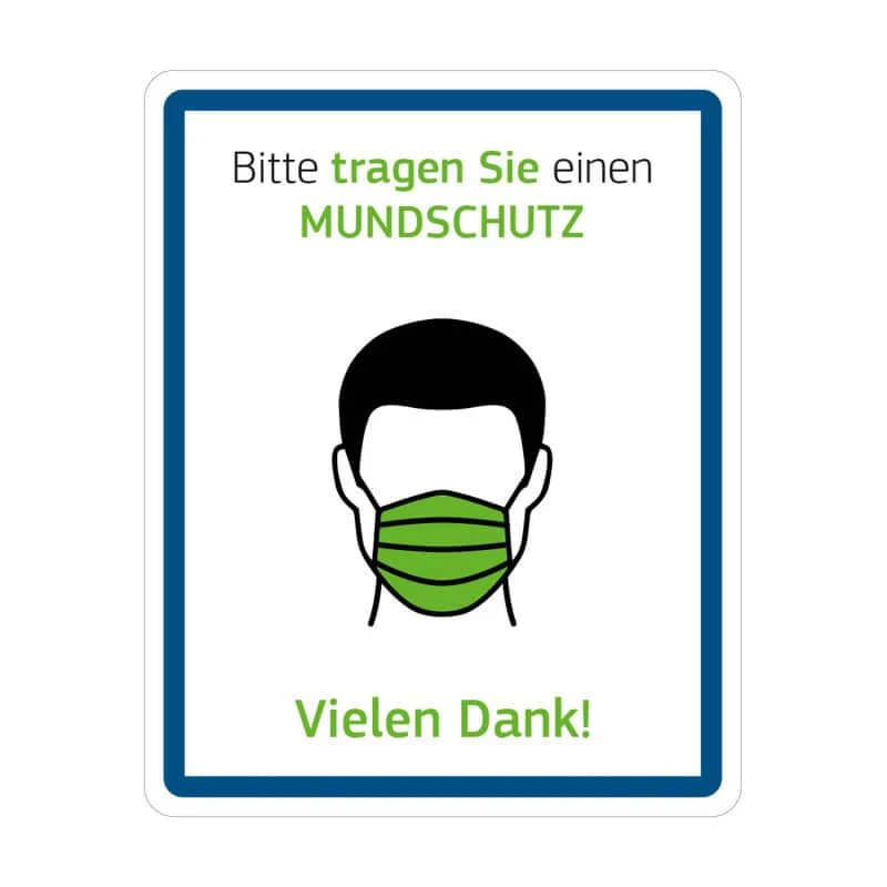 Hinweisschild "Bitte Mundschutz tragen"