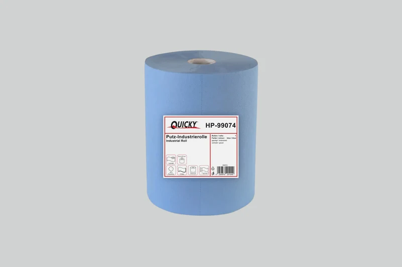 QUICKY Industrierolle 36 cm, 3-lagig, recycling blau, 1.000 Blatt, 1 Rolle
