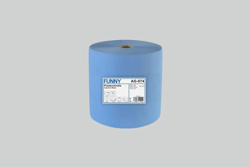 Funny Industrierolle 36 cm, 3-lagig, blau, 1.000 Blatt, Zellstoff