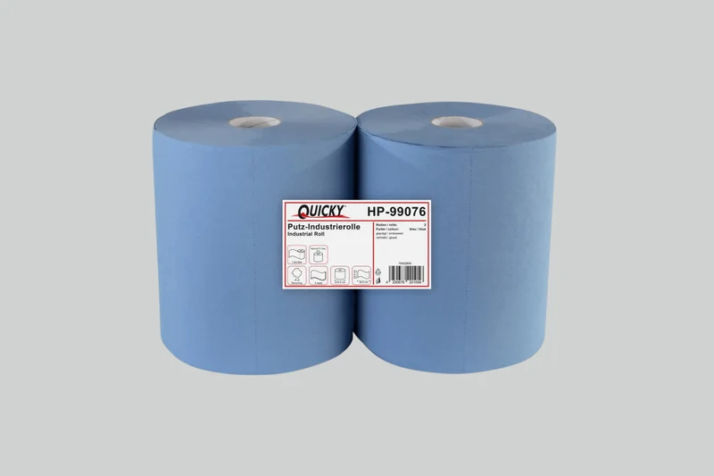QUICKY Industrierolle 33 cm, 2-lagig, recycling blau, 1.000 Blatt, 2 Rollen