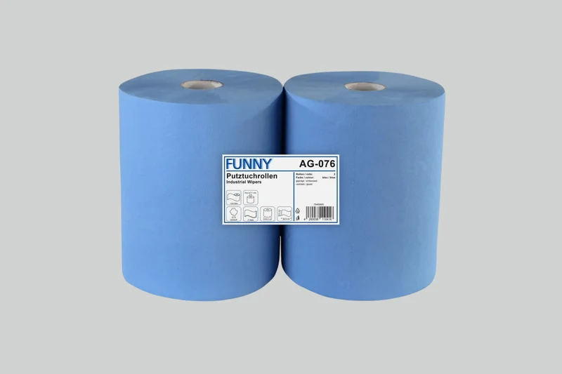 Funny Industrierolle 36 cm, 2-lagig, blau, Zellstoff, 1.000 Blatt, 2 Rollen