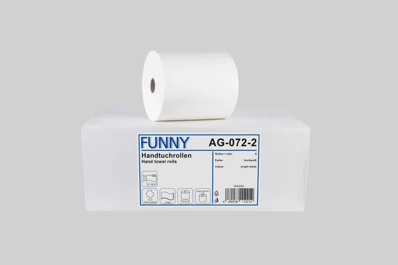 Funny Handtuchrolle Autocut 21 cm, 2-lagig, Ø 19 cm, Zellstoff hochweiß, 6 Rollen