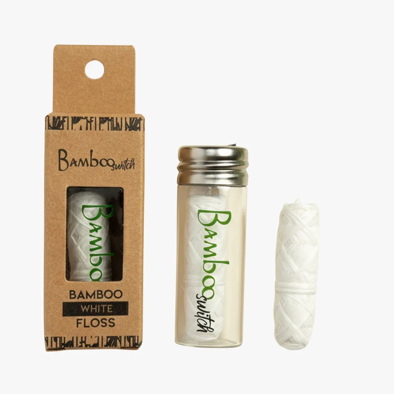 Bamboo White Floss in Glass Container