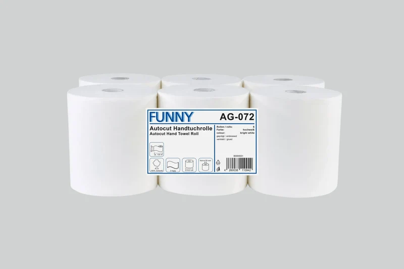 Funny Handtuchrolle Autocut 20 cm, 2-lagig, Ø 19 cm, Zellstoff hochweiß, 6 Rollen in Folie