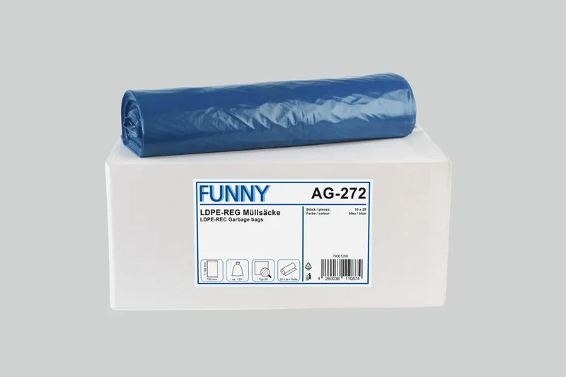 Funny LDPE-Regenerat Müllsacke, blau, Typ 80, 120 l, 700 x 1.100 mm, 250 Stück