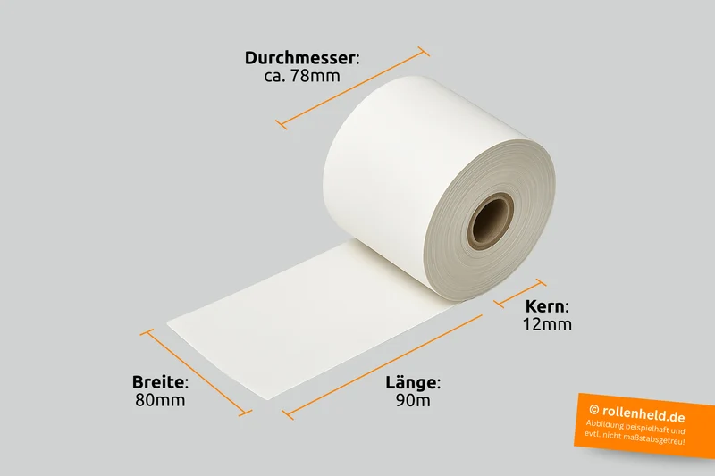 Thermorolle 80 x 90m x 12 (Ø 78mm) BPA‑frei mit EC‑Cash Text
