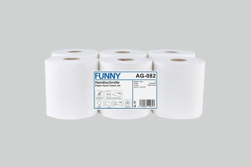Funny Handtuchrolle MIDI 20 cm, 1-lagig, Zellstoff hochweiß, Ø 19 cm, 6 Rollen