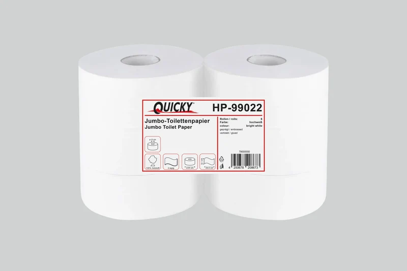 Quicky Jumbo-Toilettenpapier, 2-lagig, weiß, Ø 25 cm, 6 Rollen