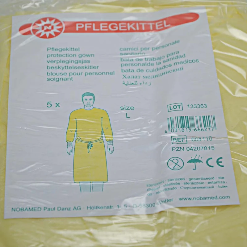 Pflegekittel aus Vliesstoff von Noba, gelb, 5 Stück, 2 Gr.