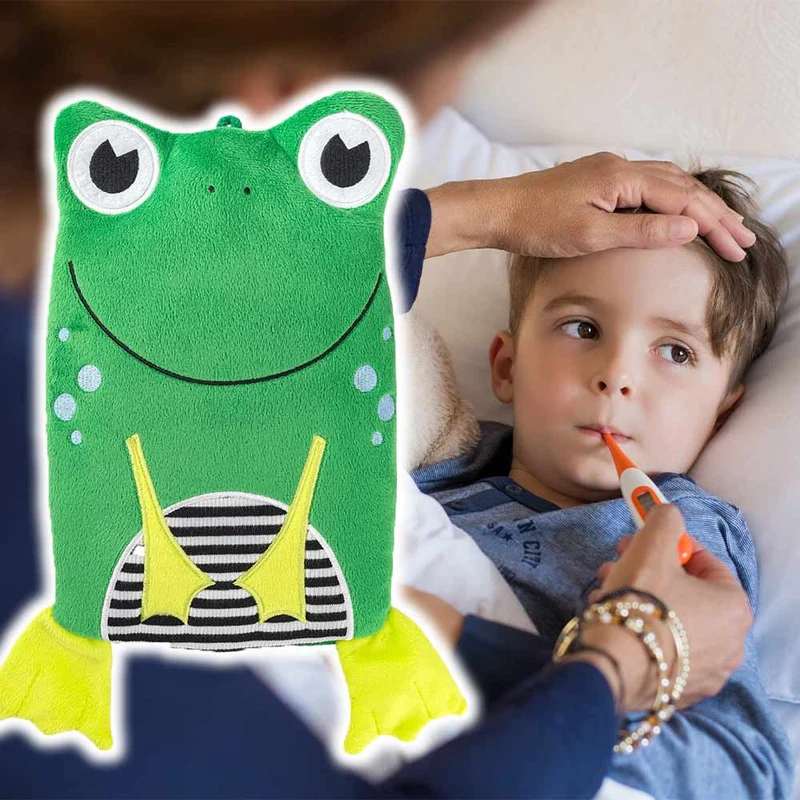 Hugo Frosch Öko Wärmflasche 0,8 L, Veloursbezug, versch. Tiere
