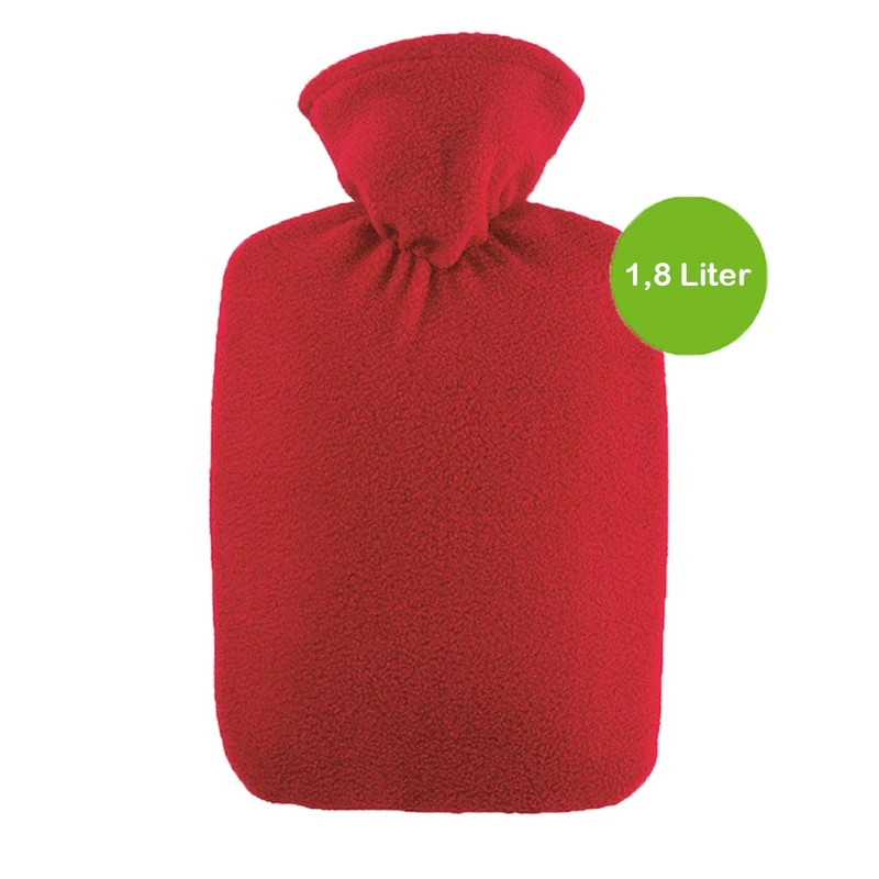 Hugo Frosch Klassik Wärmflasche 1,8 L, Fleecebezug, rot o. blau
