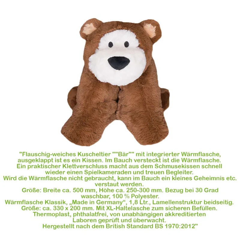 Hugo Frosch Klassik Wärmflasche 1,8 L, Kuschelkissen, versch. Tiere