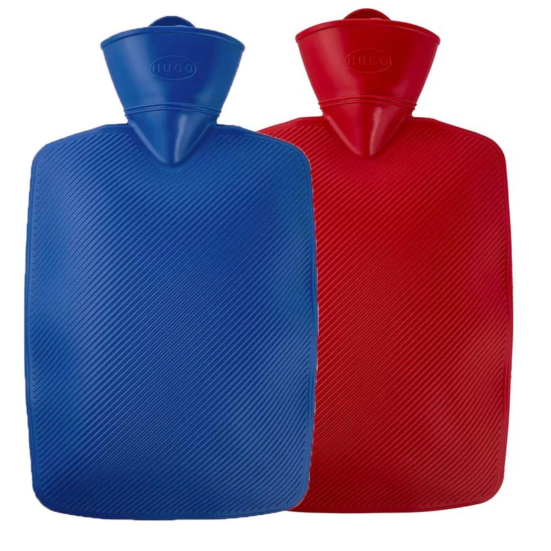 Hugo Frosch Klassik Wärmflasche 1,8 L, Lamelle, rot o. blau