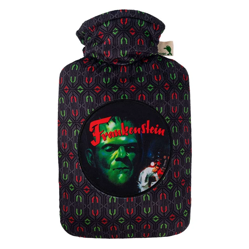 Hugo Frosch Klassik Wärmflasche 1,8 L, Nicki-Veloursbezug, versch. Muster