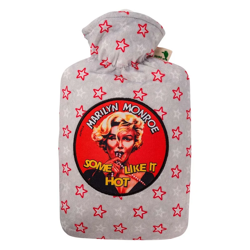 Hugo Frosch Klassik Wärmflasche 1,8 L, Nicki-Veloursbezug, versch. Muster