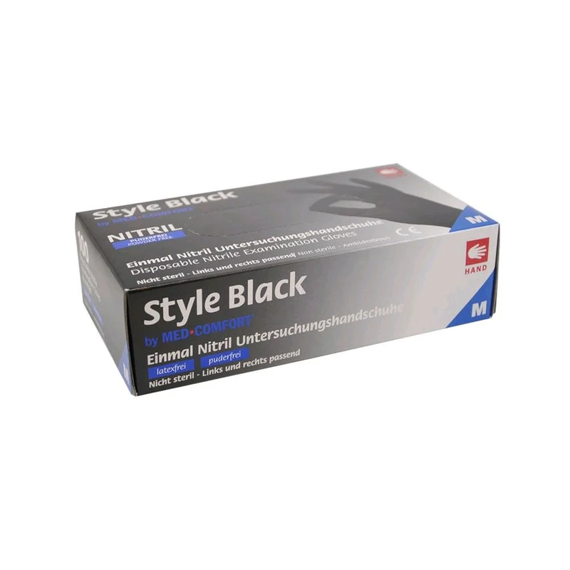 Ampri Style Black - Nitril Handschuhe schwarz, puderfrei, 100 St.