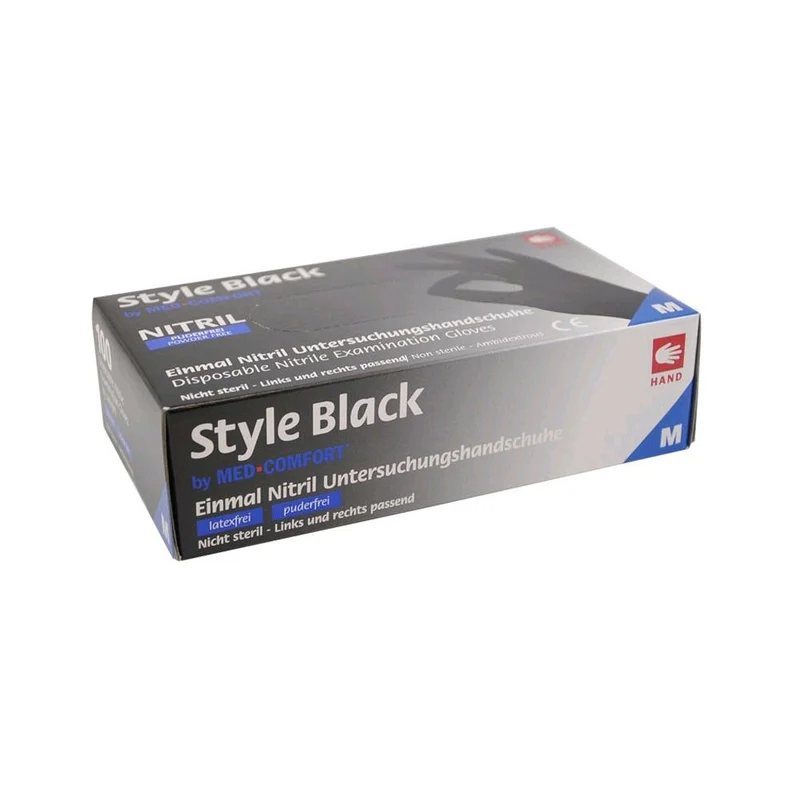 Ampri Style Black - Nitril Handschuhe schwarz, puderfrei, 100 St.
