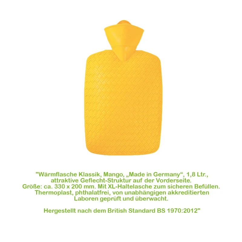 Hugo Frosch Klassik Wärmflasche 1,8 L, Geflecht-Optik, versch. Farben