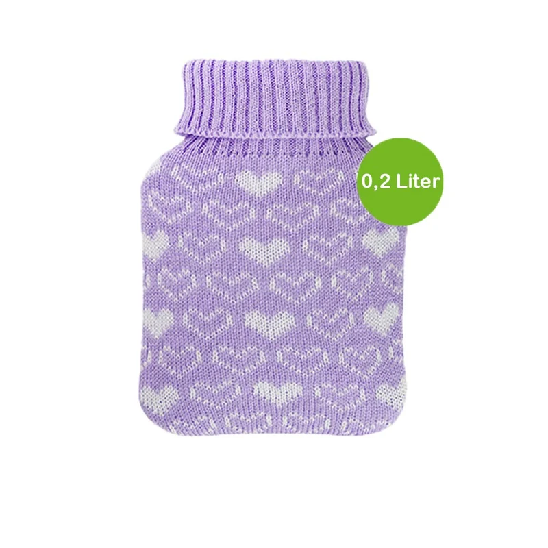 Hugo Frosch Mini Wärmflasche 0,2 L, Strickbezug, versch. Herzbezüge