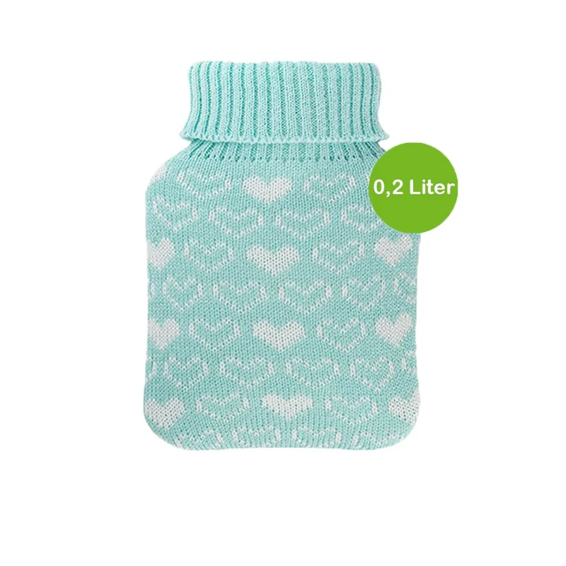 Hugo Frosch Mini Wärmflasche 0,2 L, Strickbezug, versch. Herzbezüge