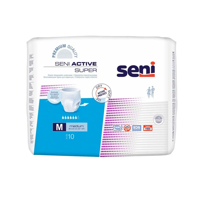 Seni Active Super Inkontinenzslips, aufreißbar, Auslaufsperre, S-XL