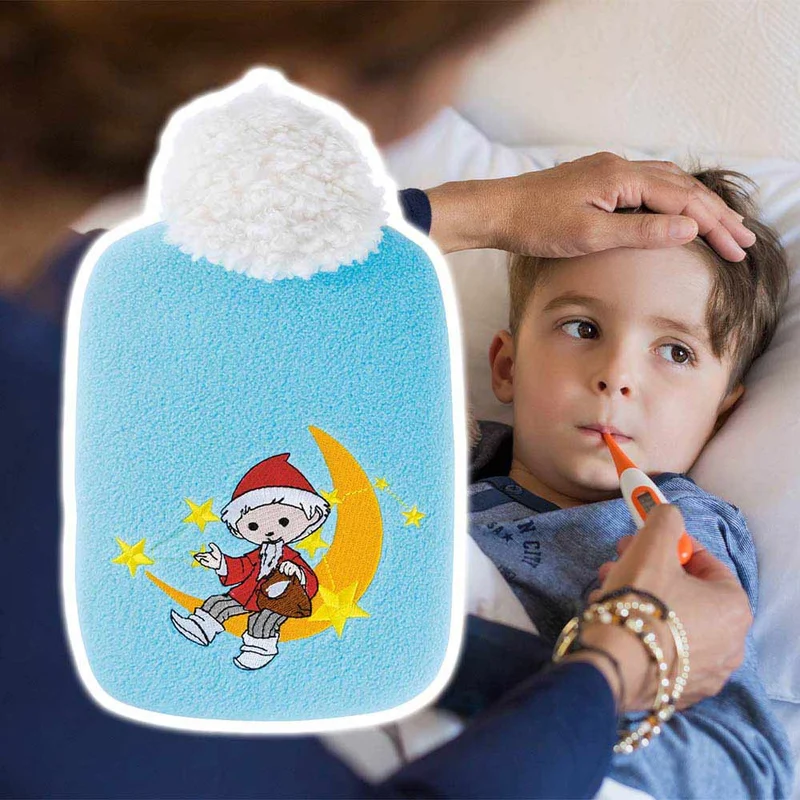 Hugo Frosch Öko Wärmflasche 0,8 L, Softfleece, Sandmann, versch. Farben