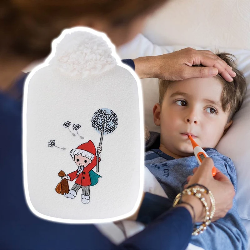 Hugo Frosch Öko Wärmflasche 0,8 L, Softfleece, Sandmann, versch. Farben