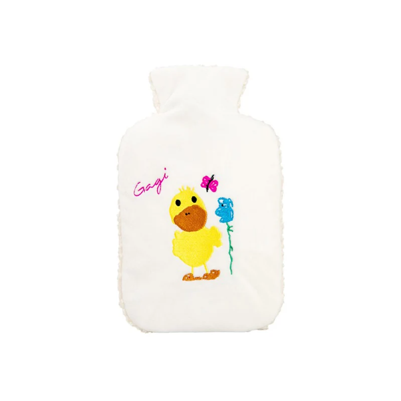 Hugo Frosch Öko Wärmflasche 0,8 L, Flauschbezug, Gagi weiß