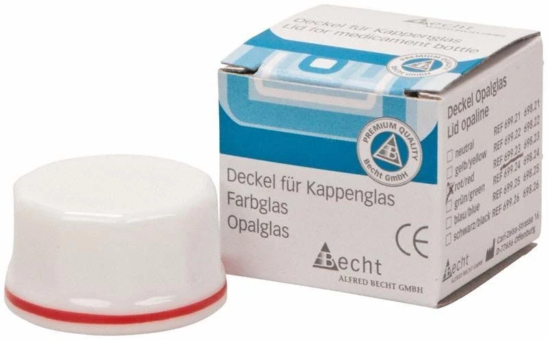 Kappenglasdeckel Opalglas roter Ring