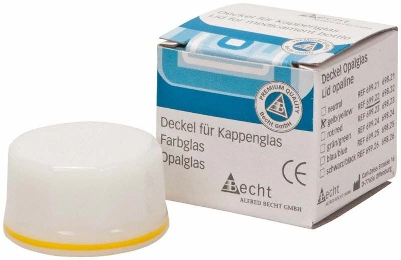Kappenglasdeckel Opalglas gelber Ring