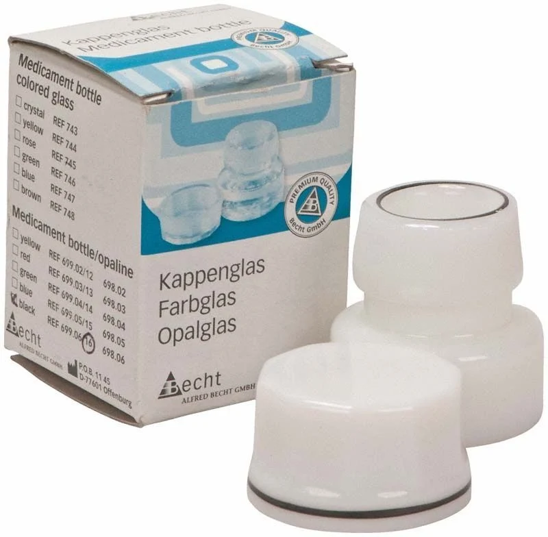 Kappenglas Opalglas f. Schubfach schwarzer Ring