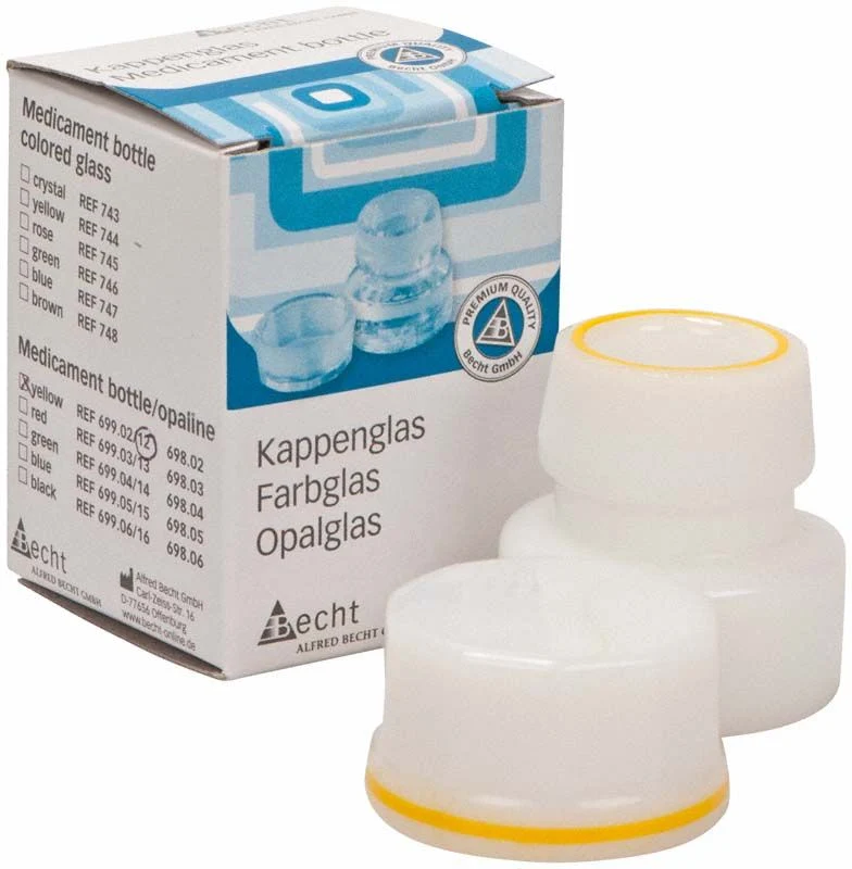Kappenglas Opalglas f. Schubfach gelber Ring