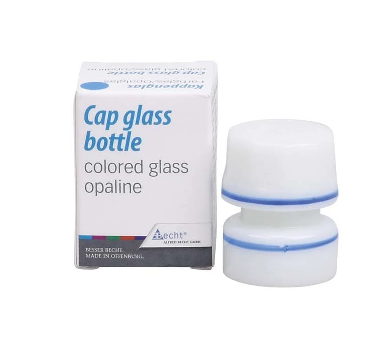 Kappenglas Opalglas blauer Ring