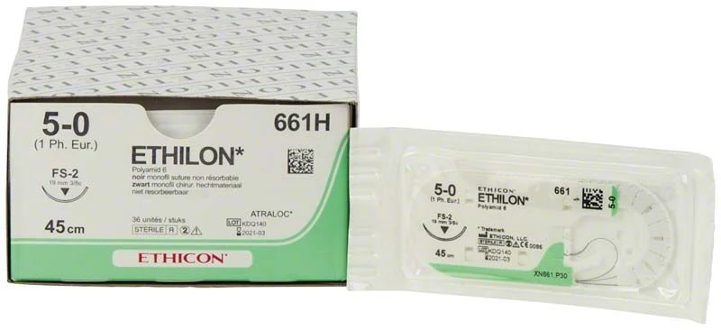 ETHILON Nylon Suture 45cm 5-0 schwarz 1x18 FS-2